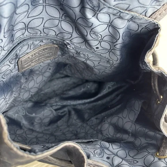 FOSSIL BLACK ALL LEATHER BACKPACK - Picture 5 of 9